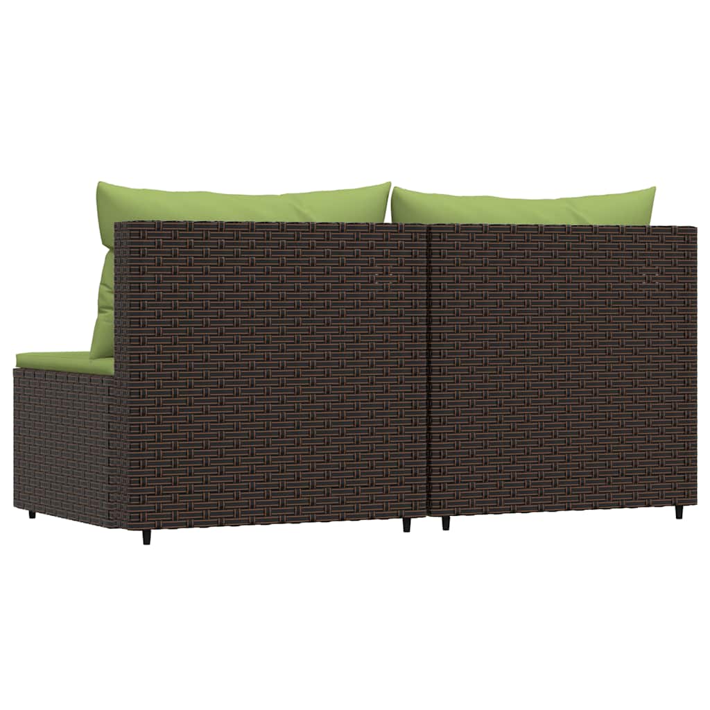 Divani Centrali da Giardino con Cuscini 2pz Polyrattan Marrone - homemem39