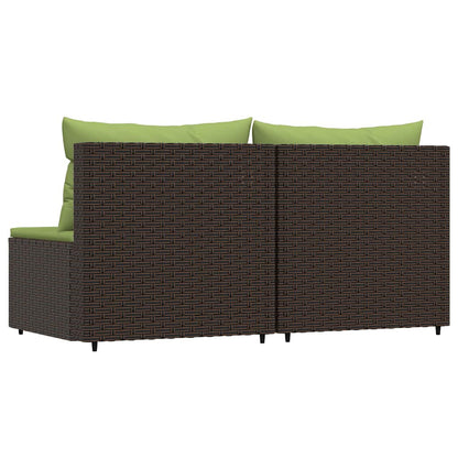 Divani Centrali da Giardino con Cuscini 2pz Polyrattan Marrone - homemem39
