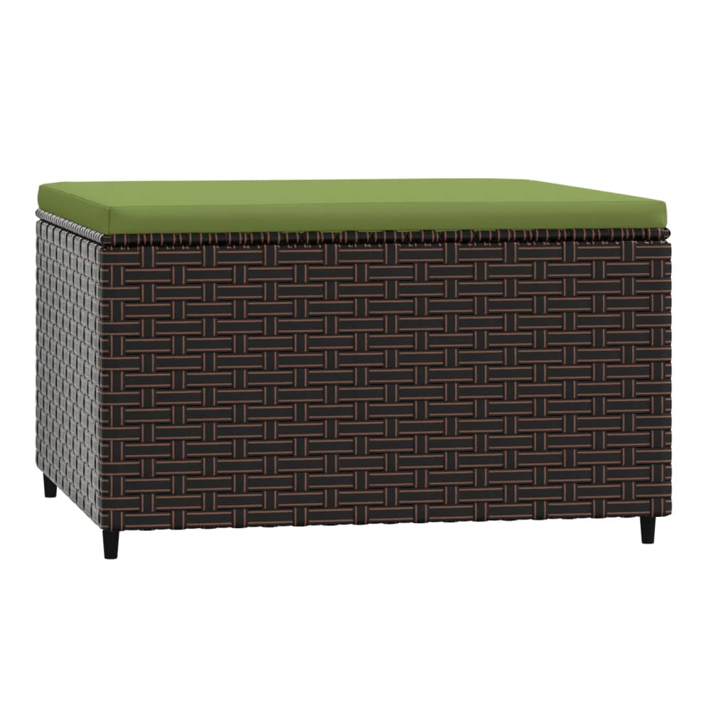 Poggiapiedi da Giardino con Cuscino in Polyrattan Marrone - homemem39