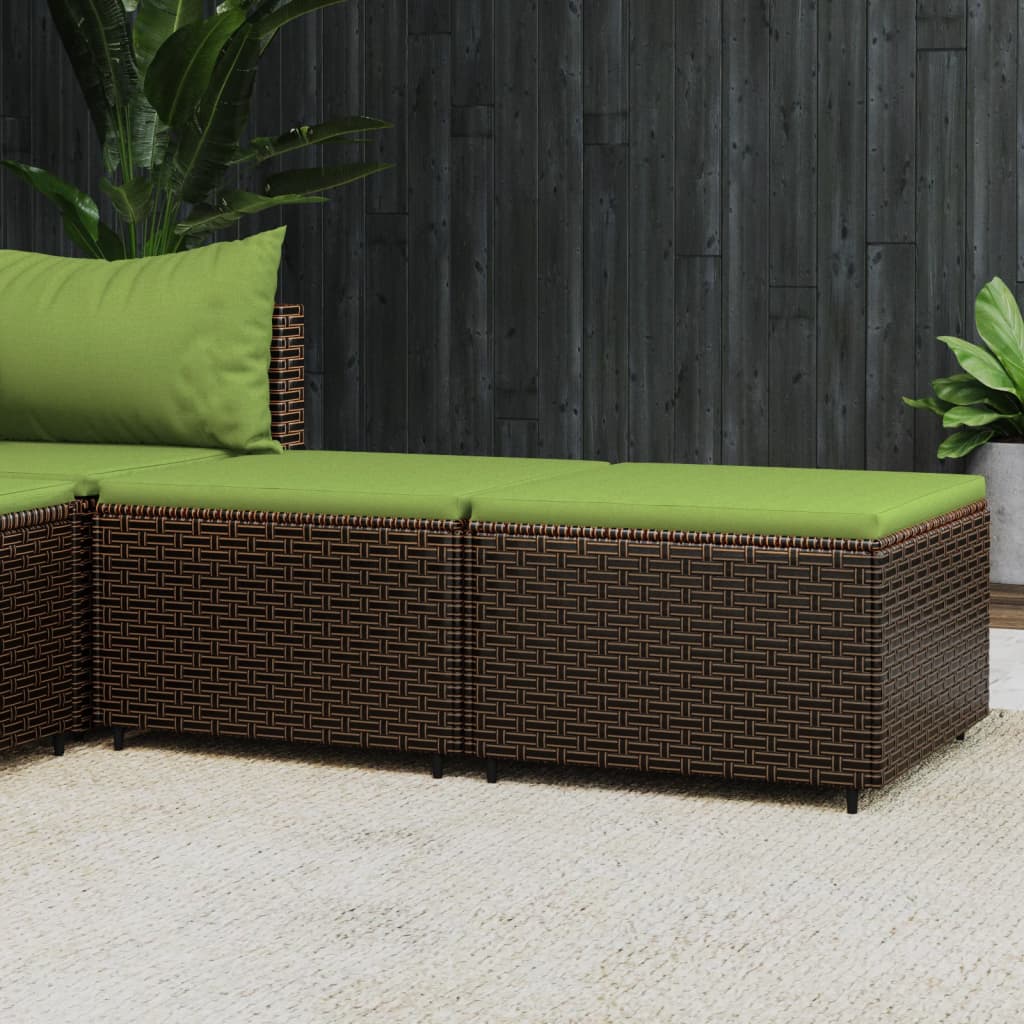 Poggiapiedi da Giardino con Cuscini 2 pz in Polyrattan Marrone - homemem39