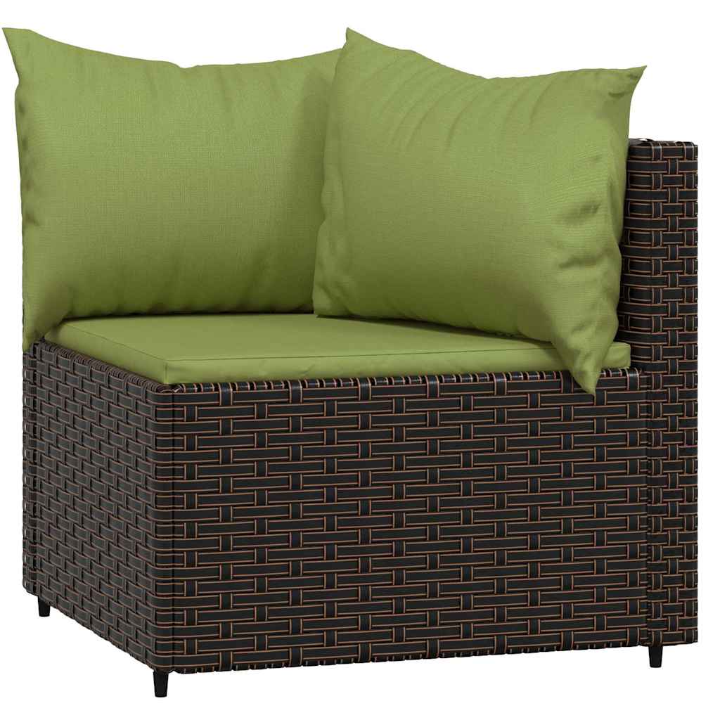 Divani Angolari da Giardino con Cuscini 2pz Polyrattan Marrone | homemem39