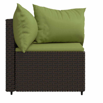 Divani Angolari da Giardino con Cuscini 2pz Polyrattan Marrone | homemem39
