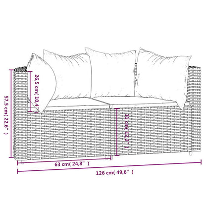 Divani Angolari da Giardino con Cuscini 2pz Polyrattan Marrone
