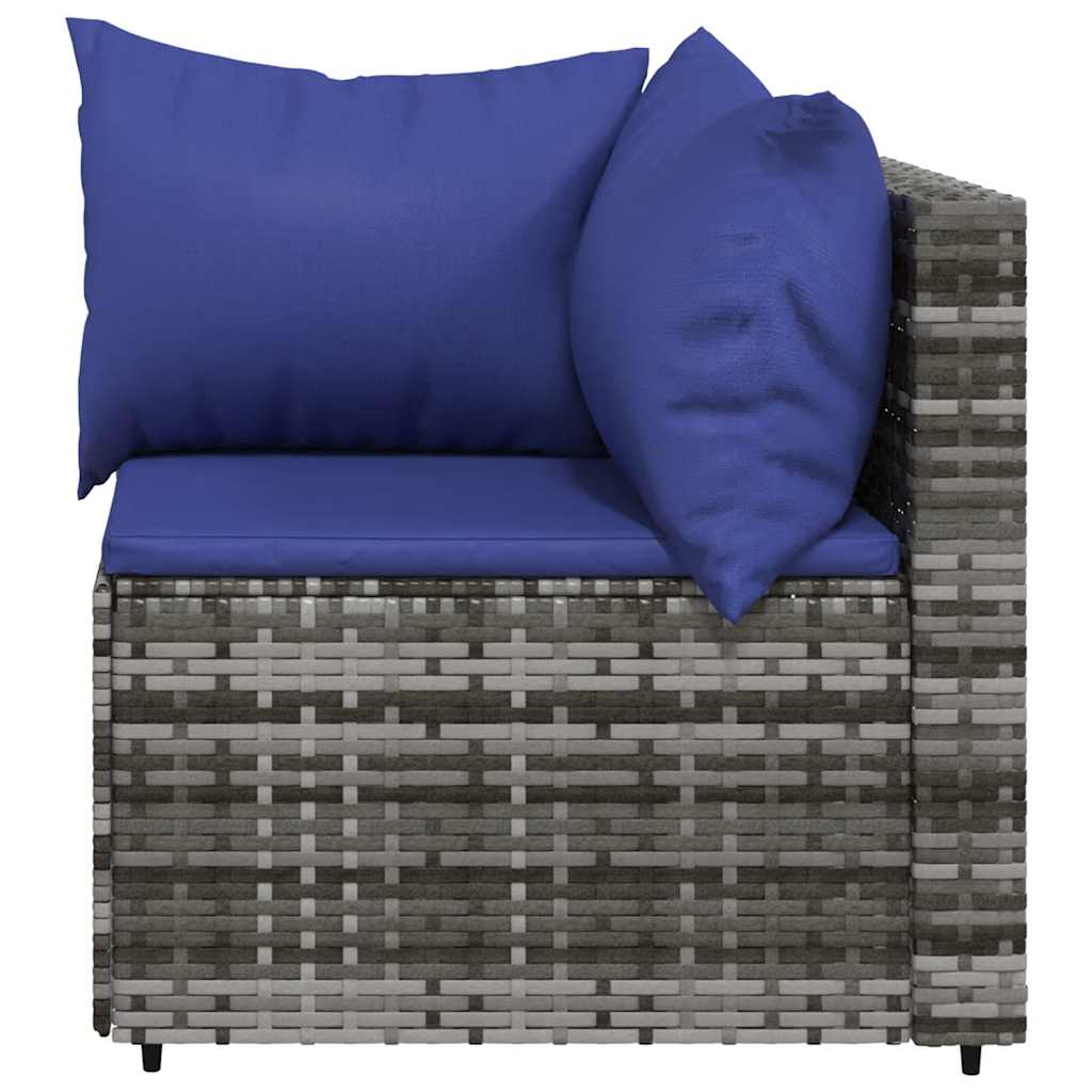 Divano Angolare da Giardino con Cuscini in Polyrattan Grigio | homemem39