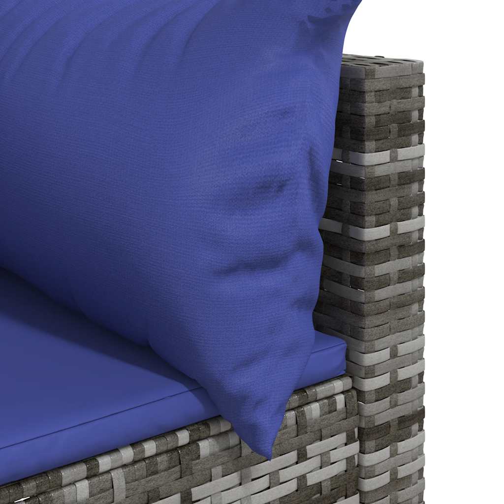 Divano Angolare da Giardino con Cuscini in Polyrattan Grigio | homemem39