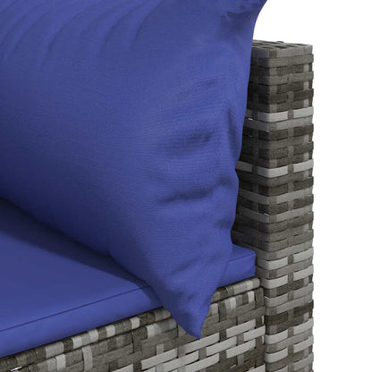 Divano Angolare da Giardino con Cuscini in Polyrattan Grigio | homemem39
