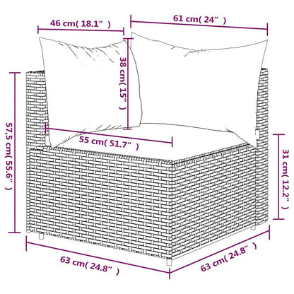 Divano Angolare da Giardino con Cuscini in Polyrattan Grigio | homemem39