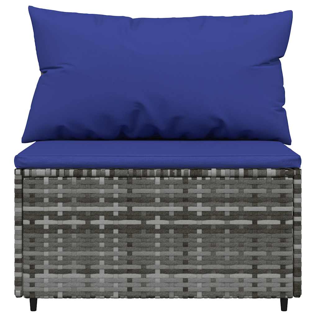 Set Divani da Giardino 3 pz con Cuscini in Polyrattan Grigio | homemem39
