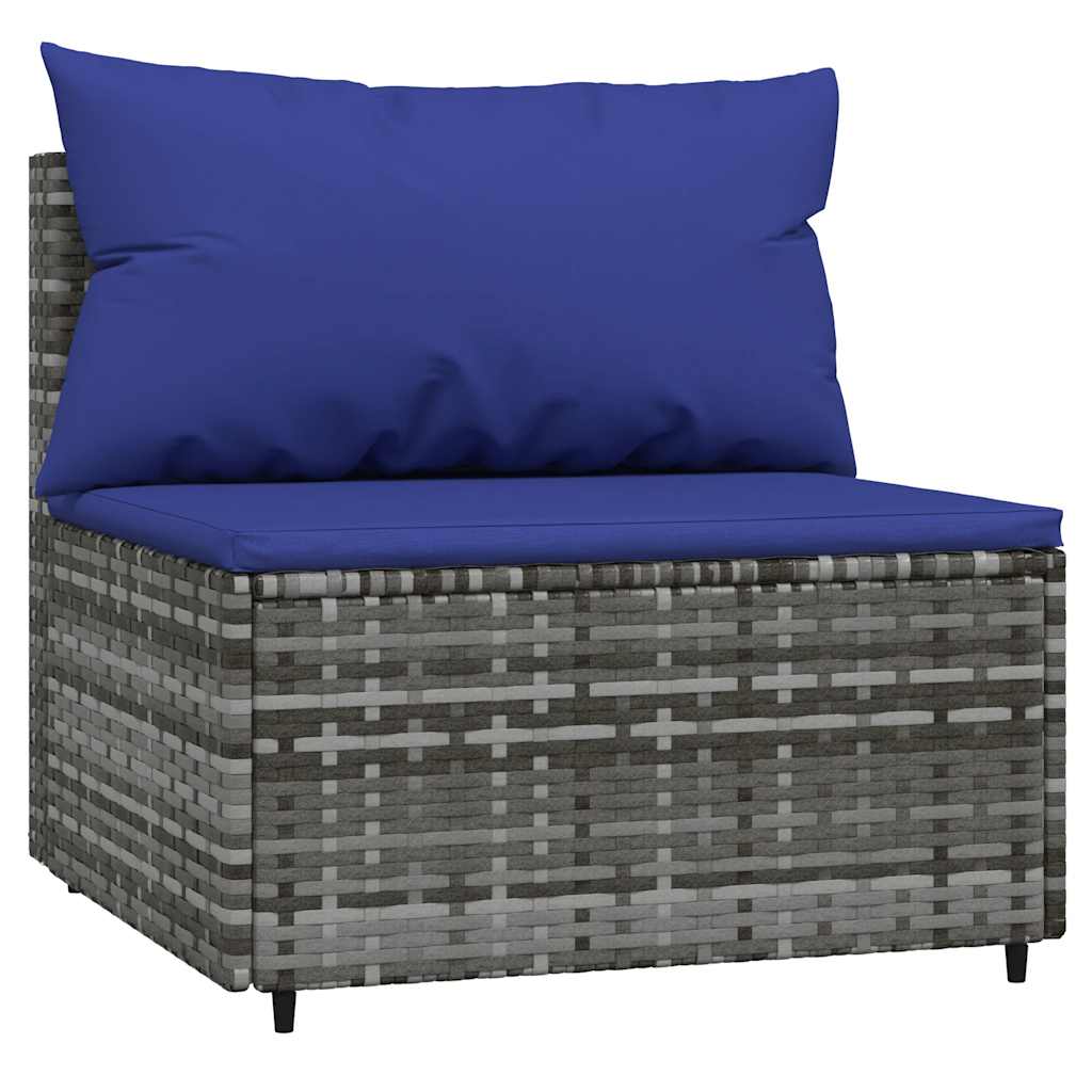 Set Divani da Giardino 3 pz con Cuscini in Polyrattan Grigio | homemem39