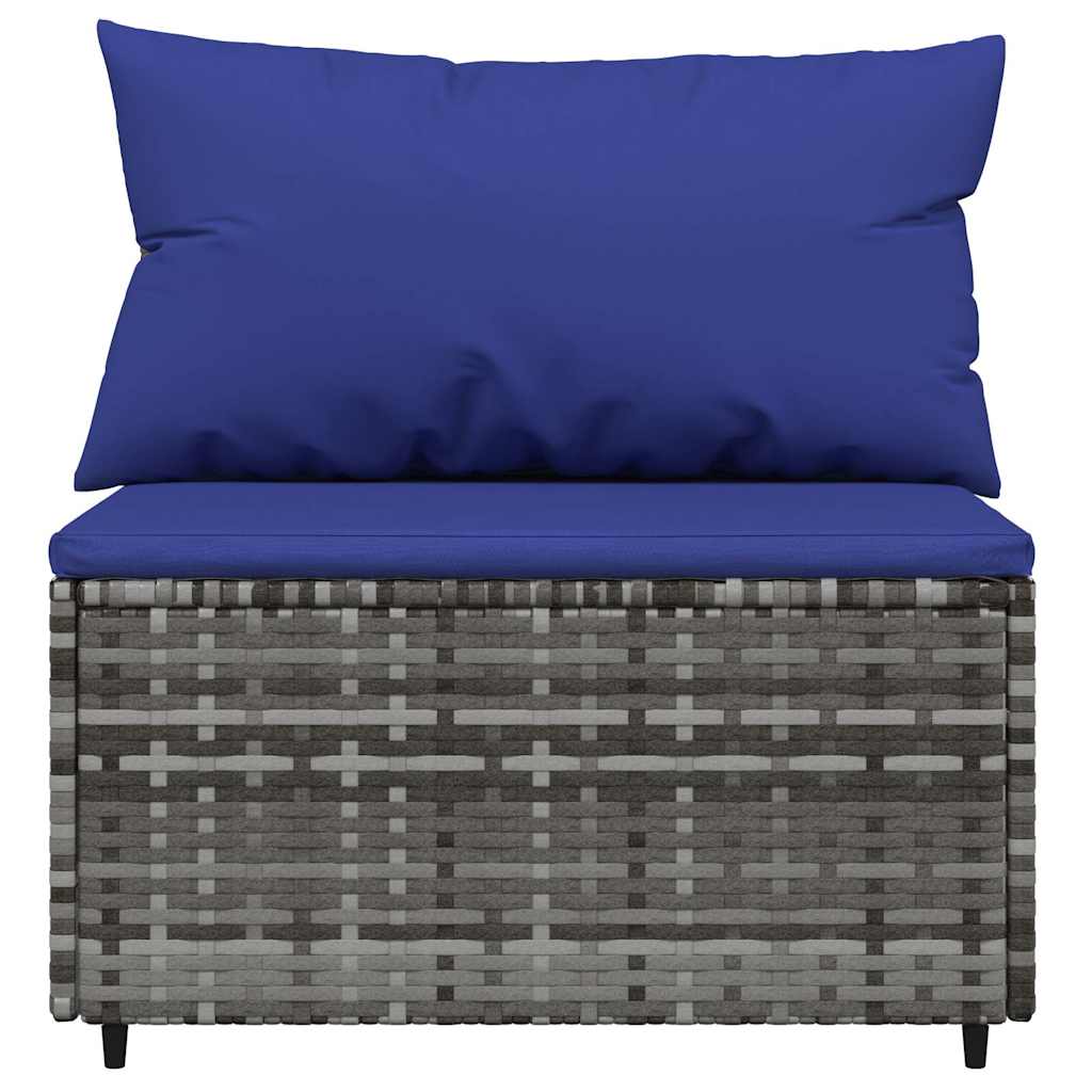 Set Divani da Giardino 3 pz con Cuscini in Polyrattan Grigio | homemem39