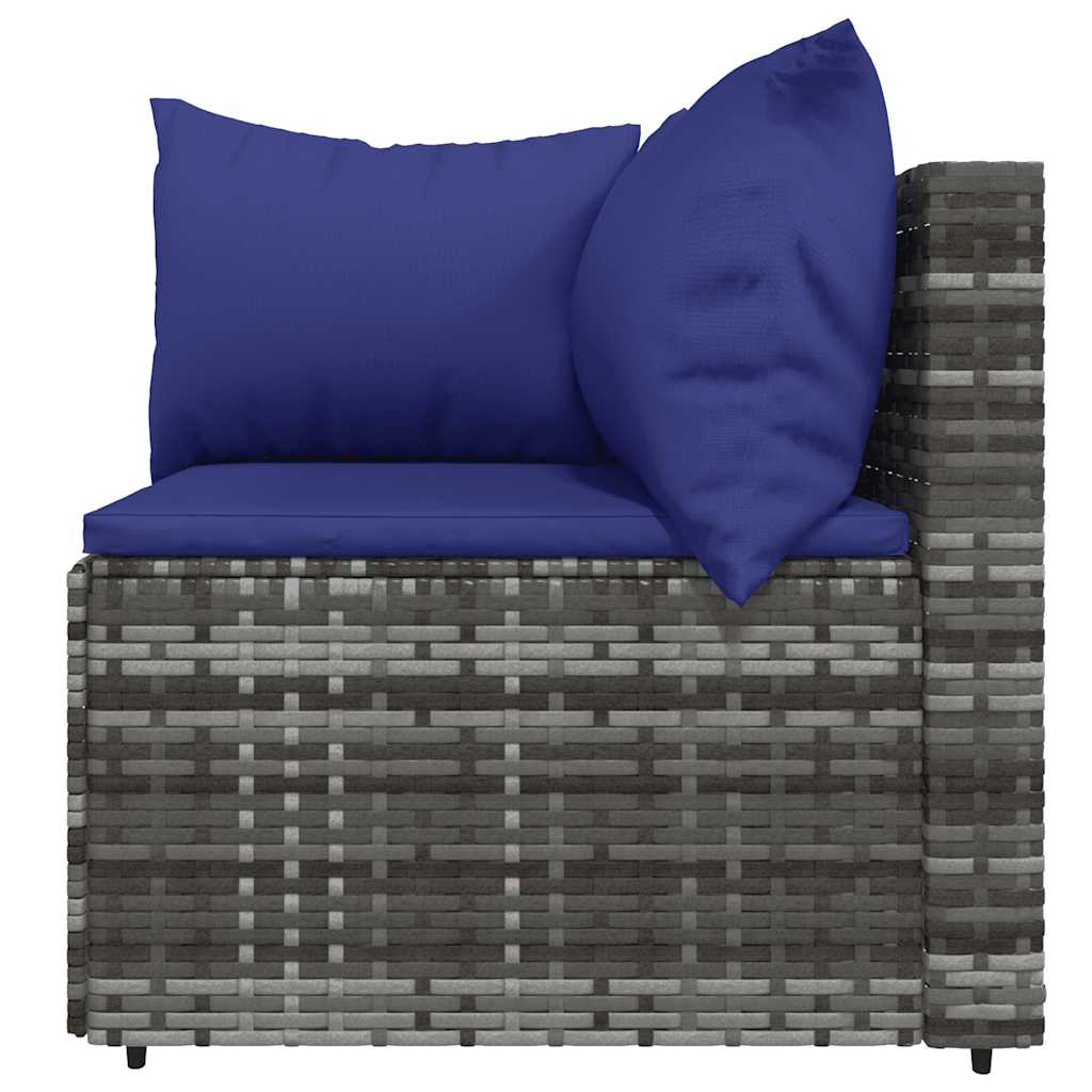 Set Divani da Giardino 3 pz con Cuscini in Polyrattan Grigio | homemem39