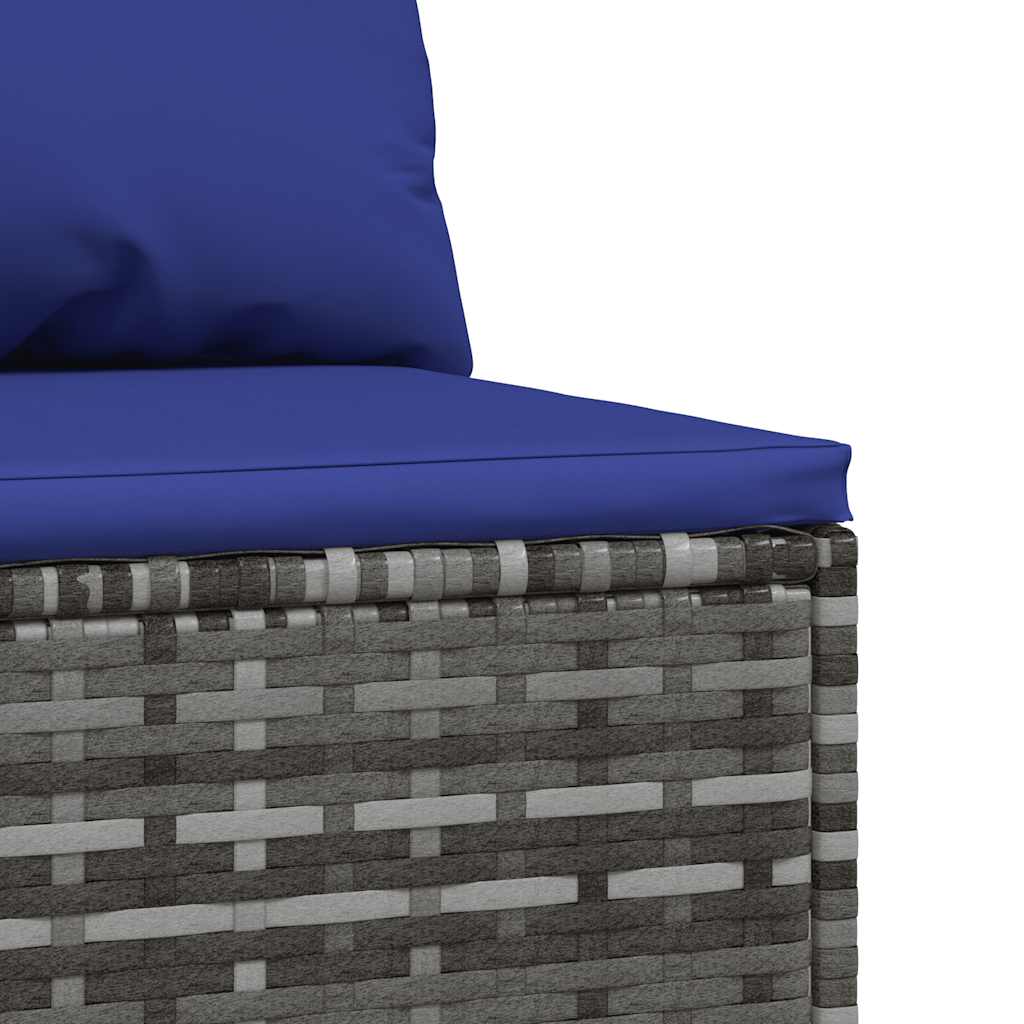 Divano Centrale da Giardino con Cuscini in Polyrattan Grigio | homemem39