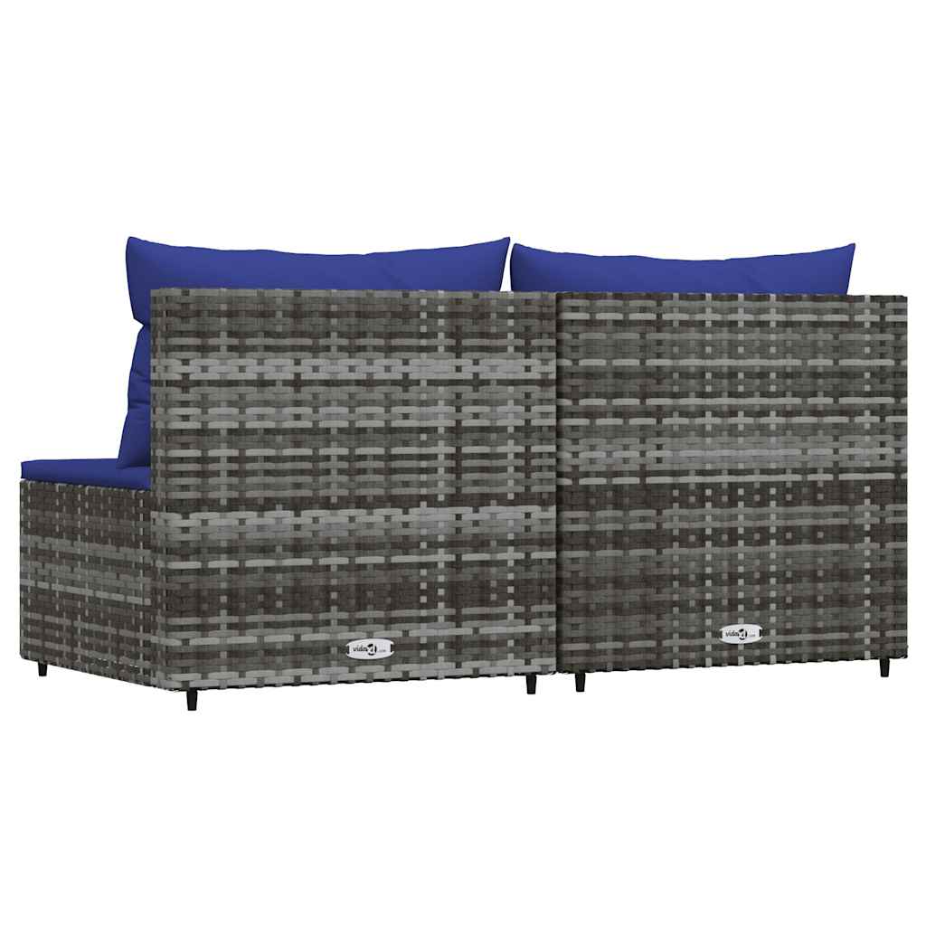 Divani Centrali da Giardino con Cuscini 2pz Polyrattan Grigio | homemem39