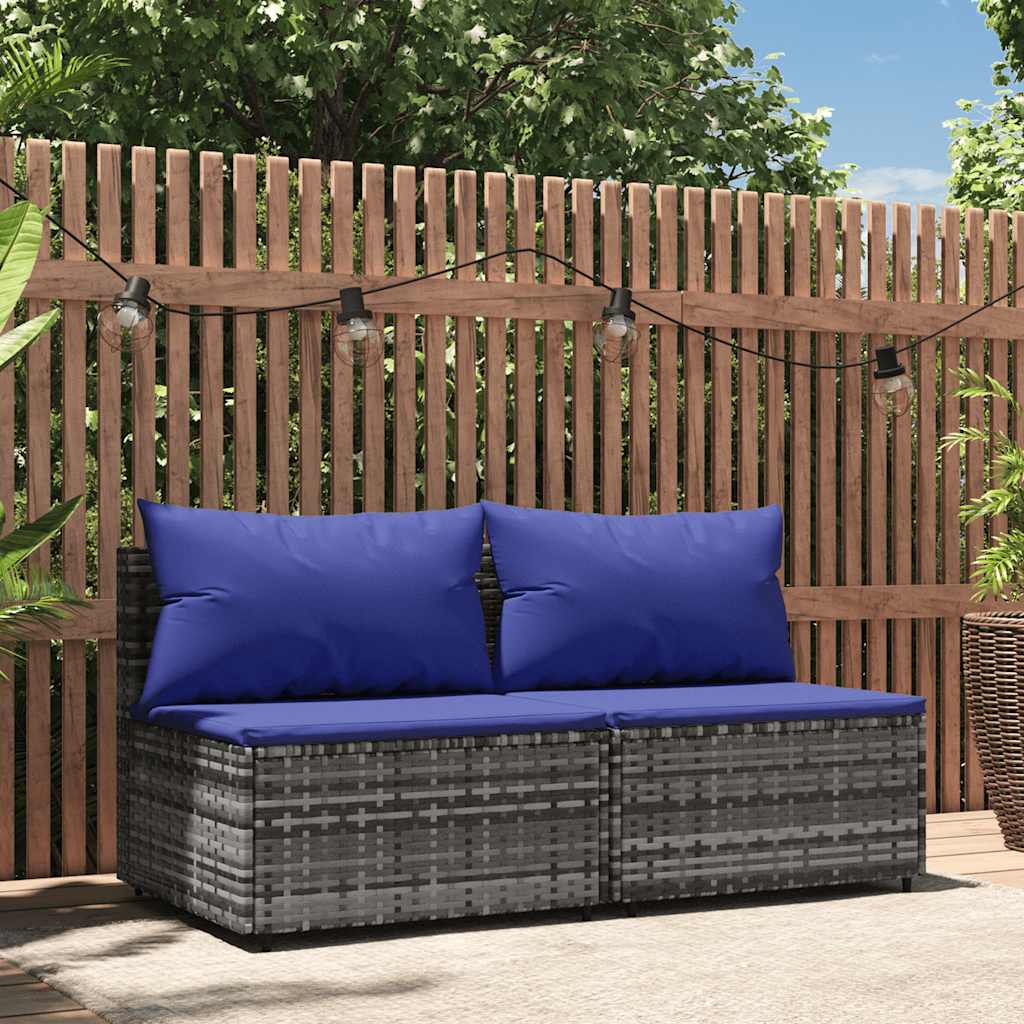 Divani Centrali da Giardino con Cuscini 2pz Polyrattan Grigio | homemem39