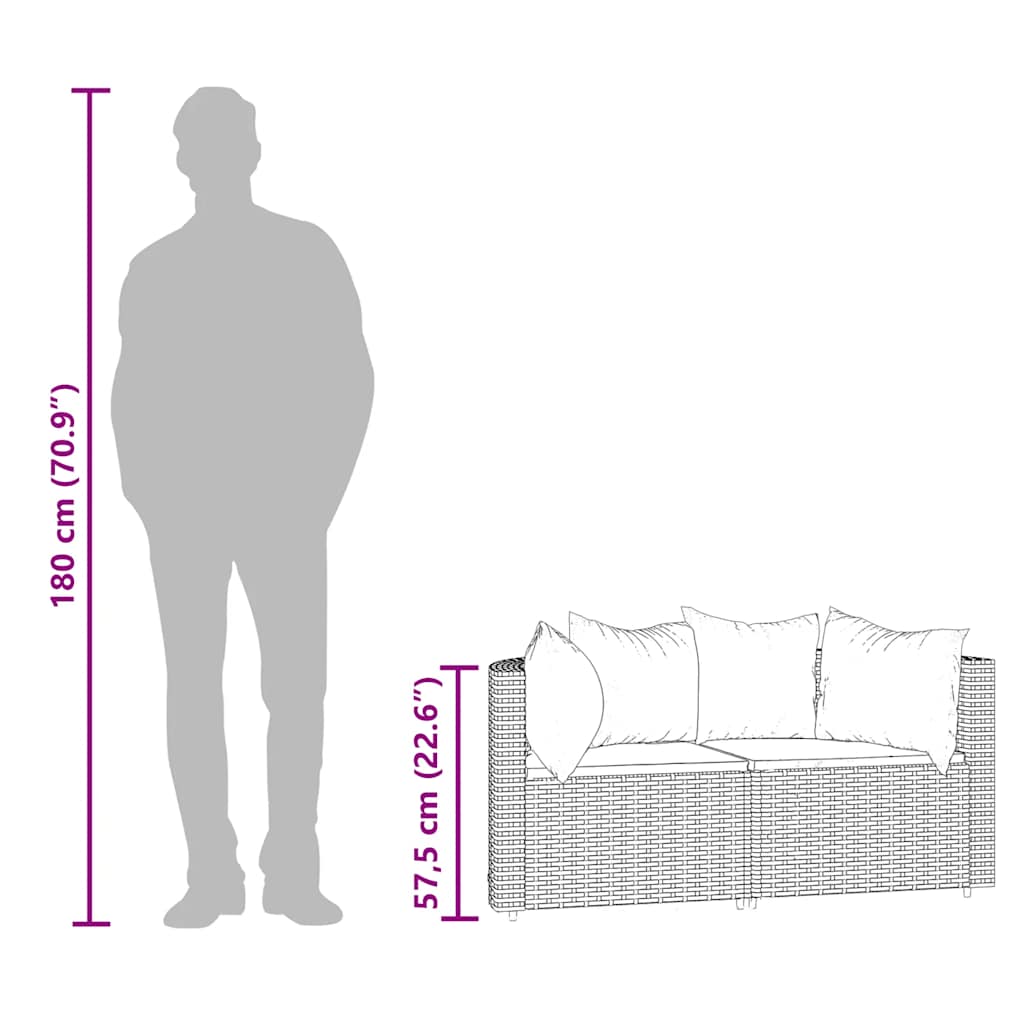 Divani Angolari da Giardino con Cuscini 2pz Polyrattan Grigio - homemem39