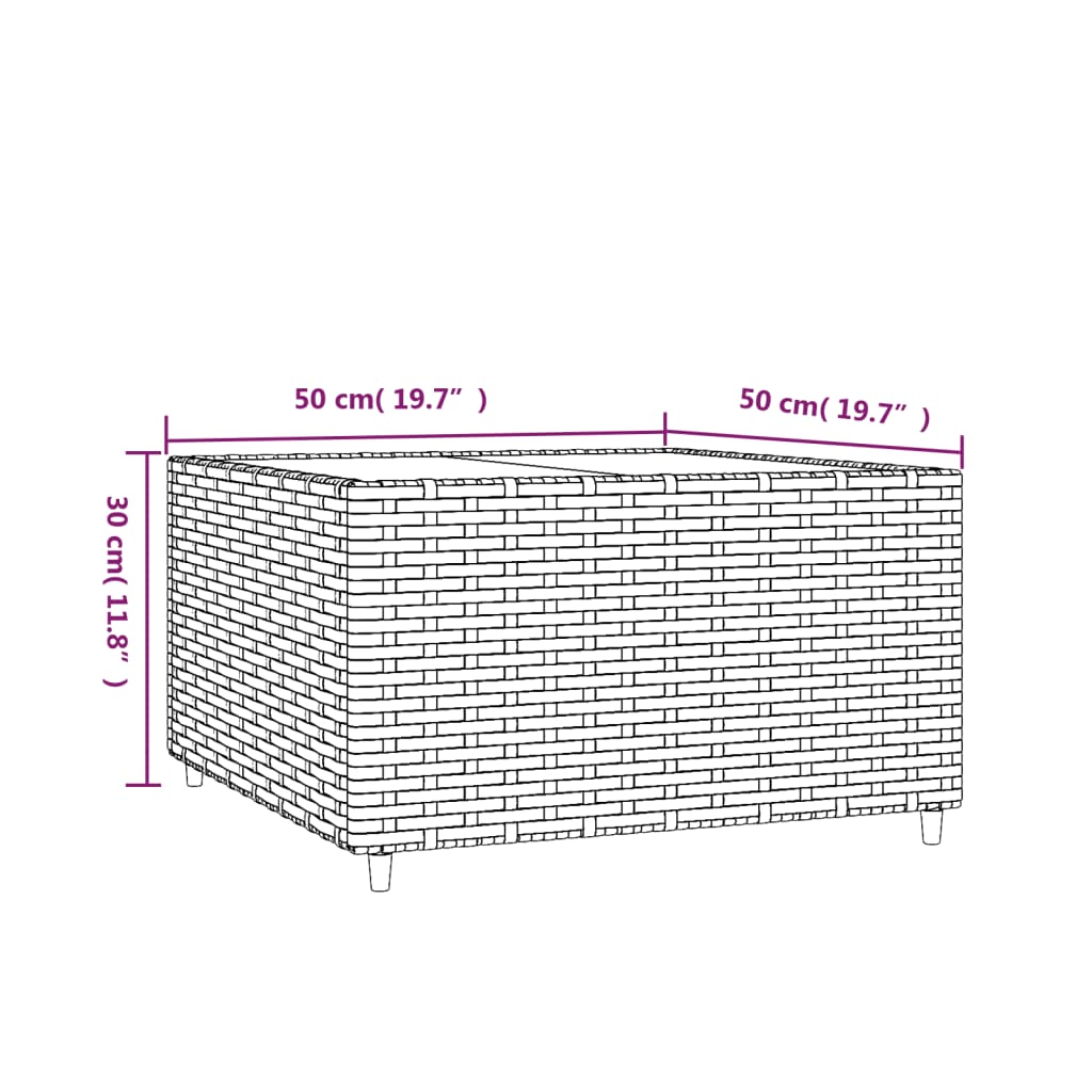 Tavolino Quadrato da Giardino Grigio 50x50x30cm in Polyrattan | homemem39