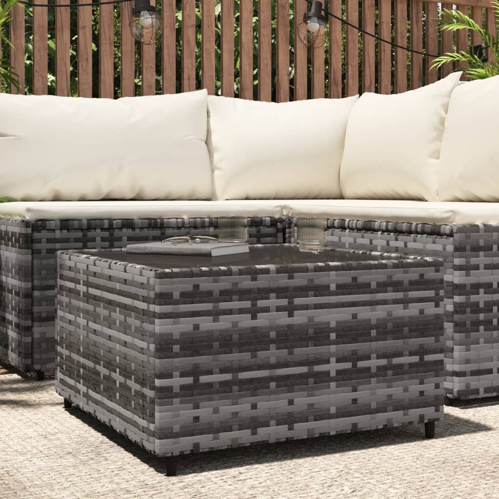 Tavolino Quadrato da Giardino Grigio 50x50x30cm in Polyrattan | homemem39