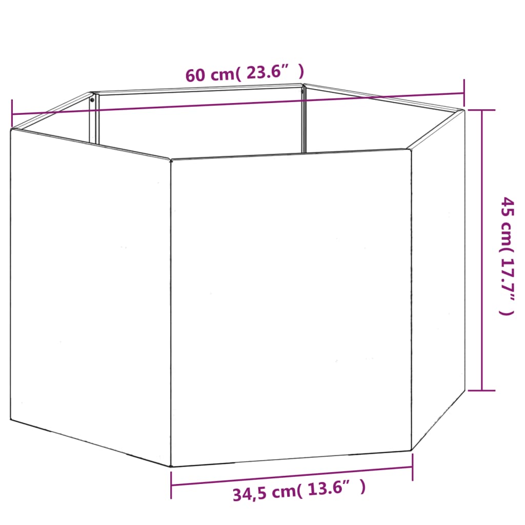 Fioriera Ruggine 60x60x45 cm Acciaio Corten - homemem39