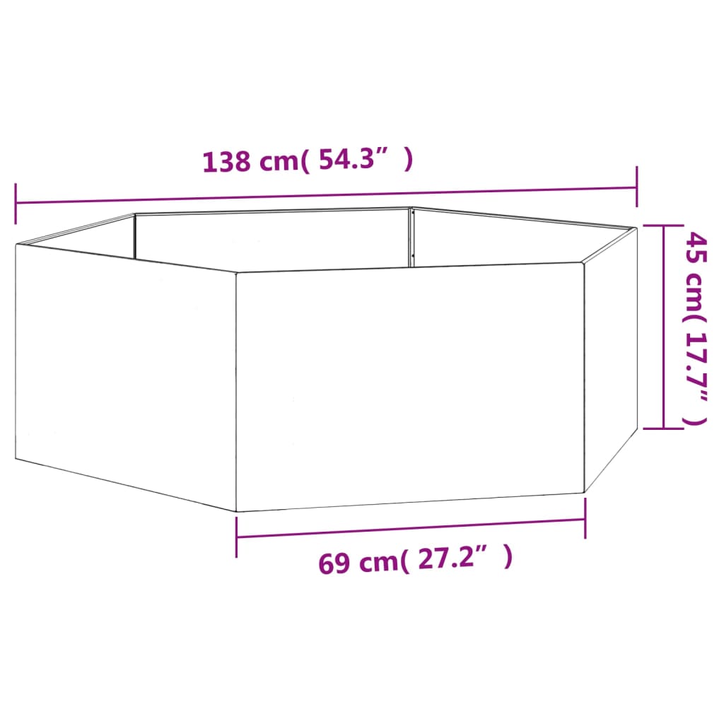 Fioriera Ruggine 138x120x45 cm Acciaio Corten - homemem39