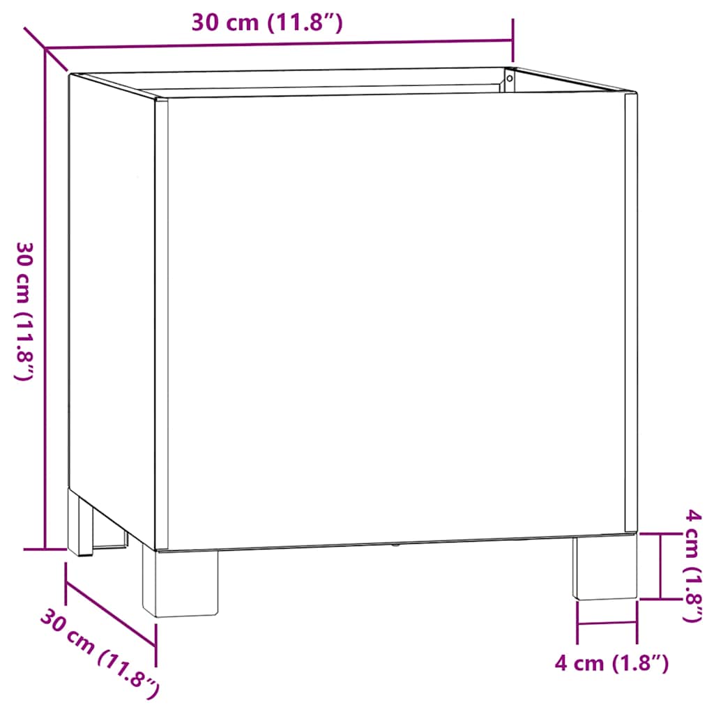 Fioriera con Gambe Ruggine 30x30x30 cm Acciaio Corten | homemem39