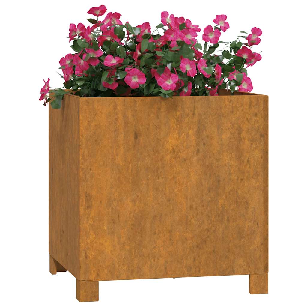 Fioriere con Gambe 2pz Ruggine 40x40x40 cm Acciaio Corten