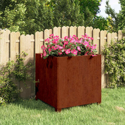 Fioriera con Gambe Ruggine 50x50x50 cm Acciaio Corten
