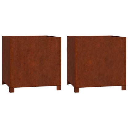 Fioriere con Gambe 2pz Ruggine 50x50x50 cm Acciaio Corten