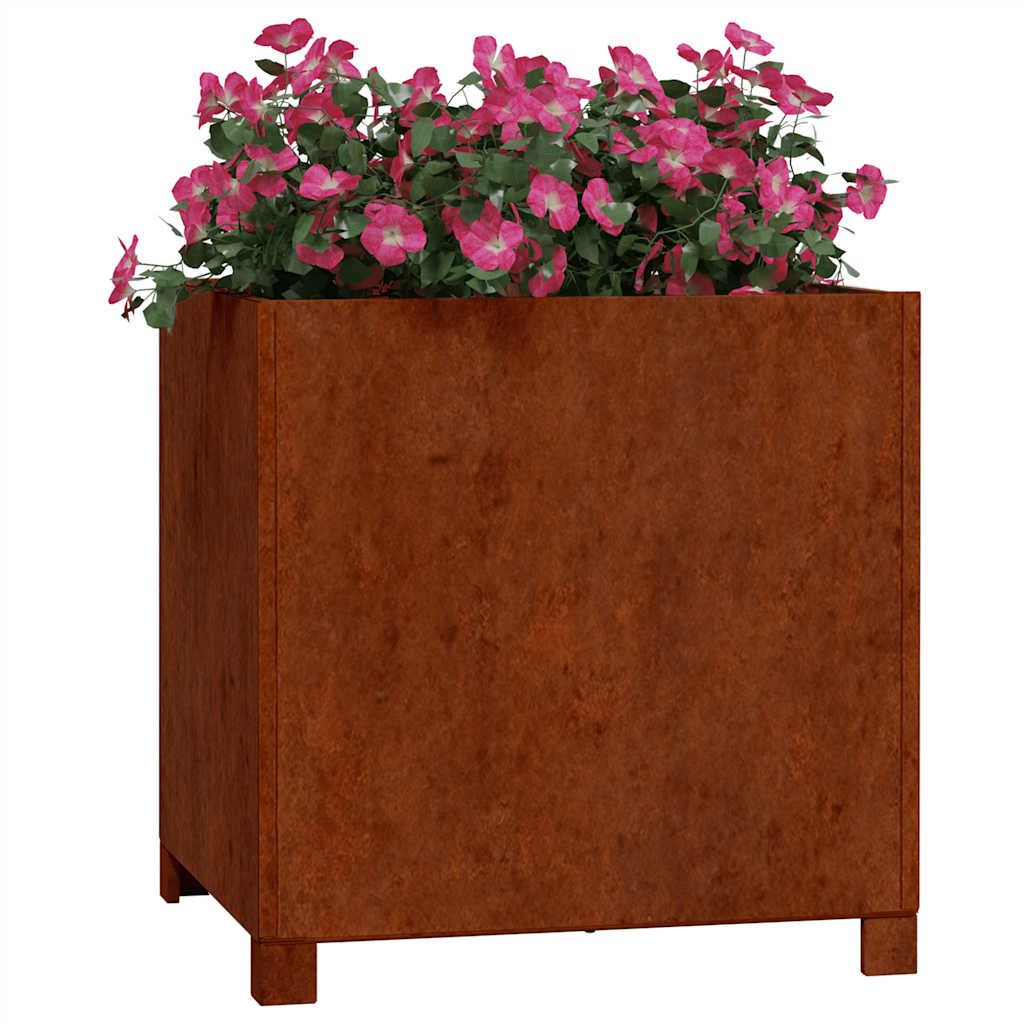 Fioriere con Gambe 2pz Ruggine 50x50x50 cm Acciaio Corten