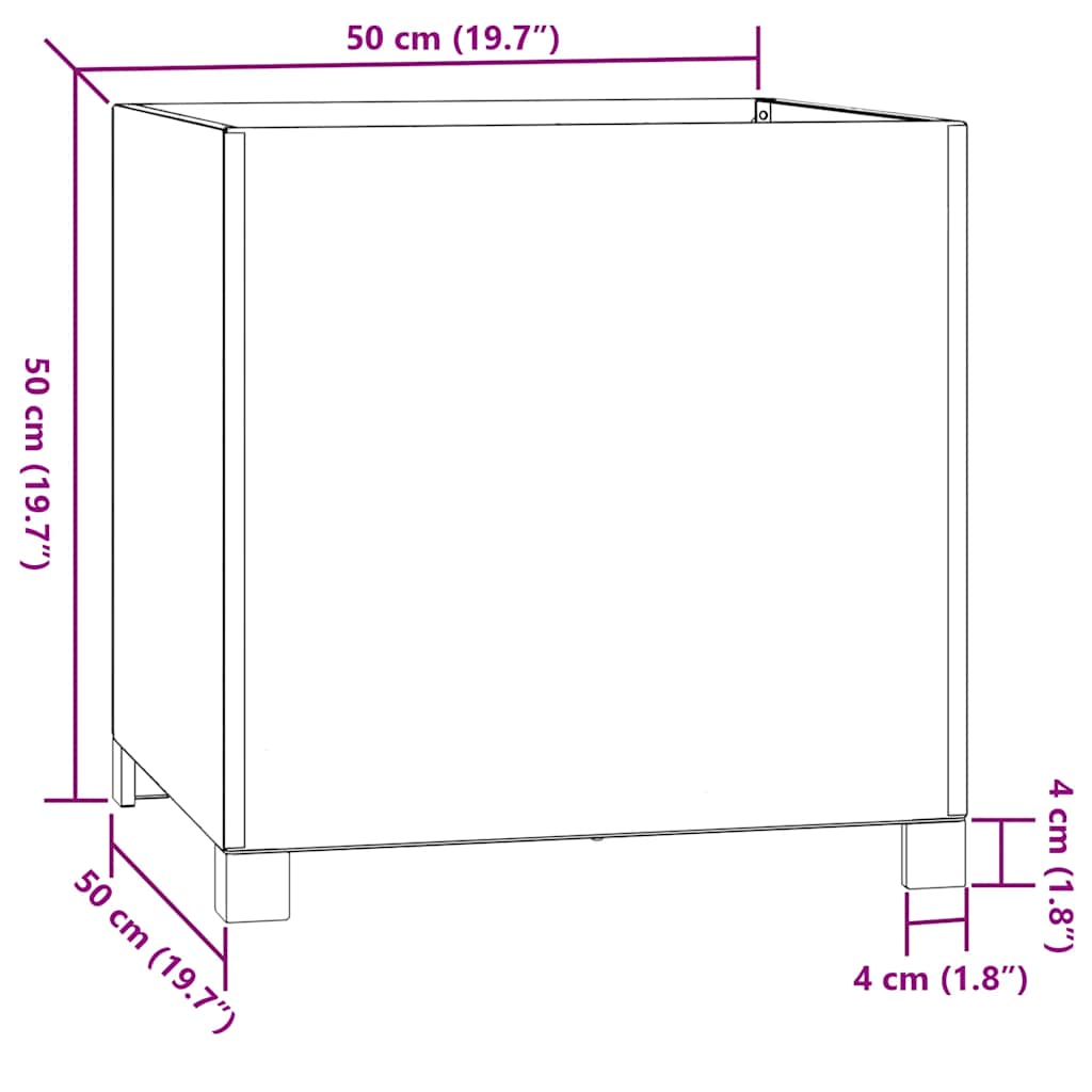 Fioriere con Gambe 2pz Ruggine 50x50x50 cm Acciaio Corten