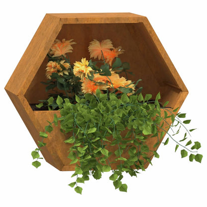 Fioriere da Parete 2 pz Ruggine in Acciaio Corten 30x10x25 cm - homemem39