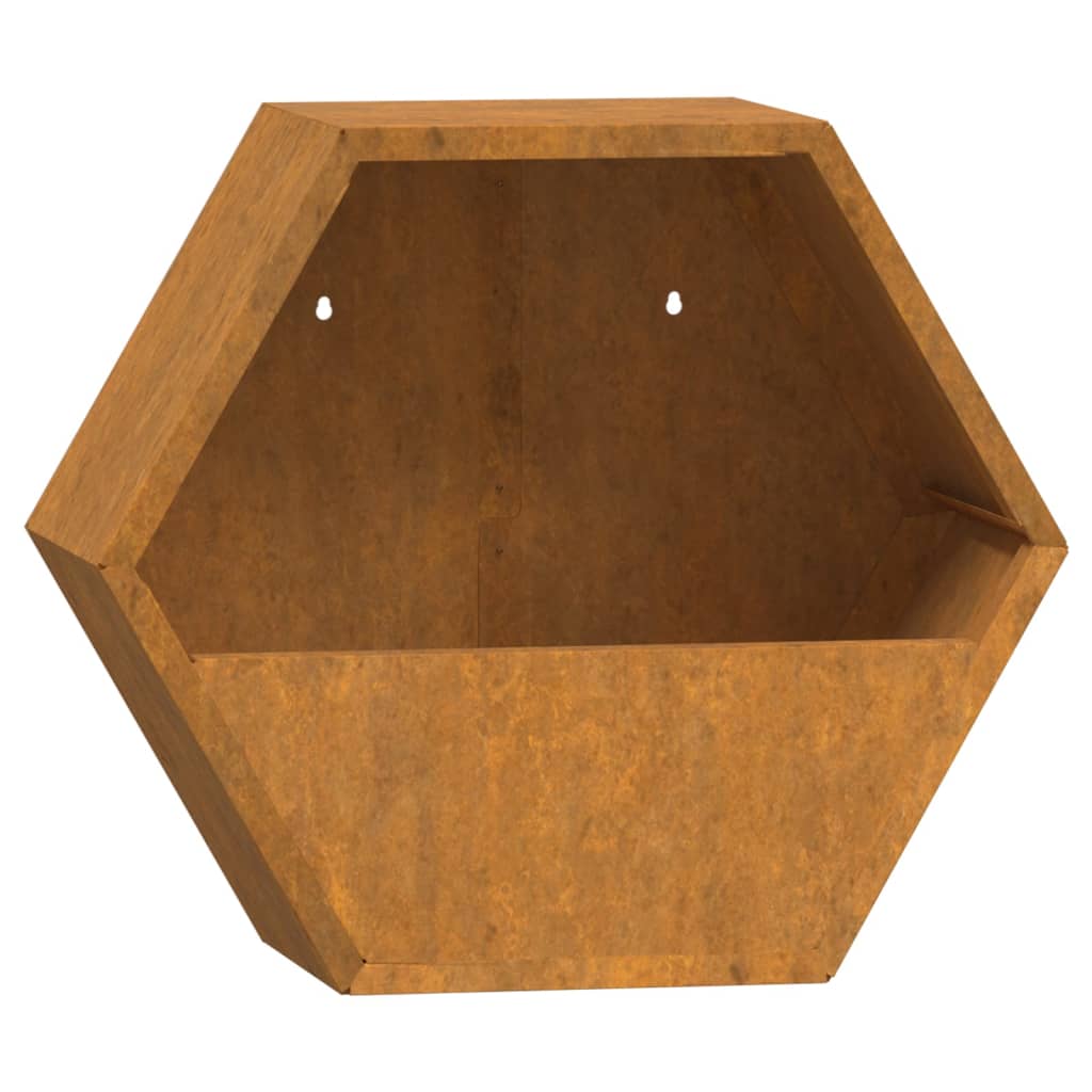 Fioriere da Parete 2 pz Ruggine in Acciaio Corten 30x10x25 cm - homemem39