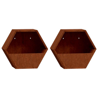 Fioriere da Parete 2 pz Ruggine in Acciaio Corten 46x10x40 cm