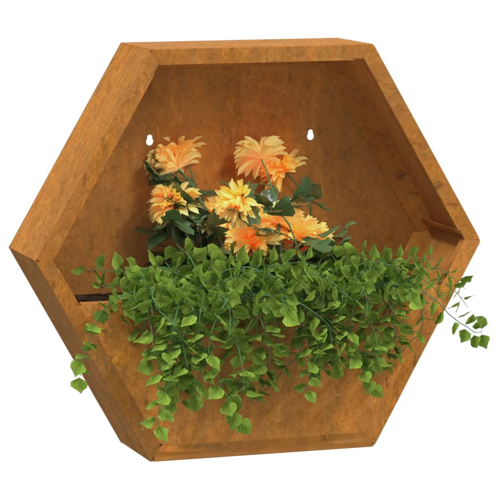 Fioriere da Parete 2 pz Ruggine in Acciaio Corten 46x10x40 cm - homemem39