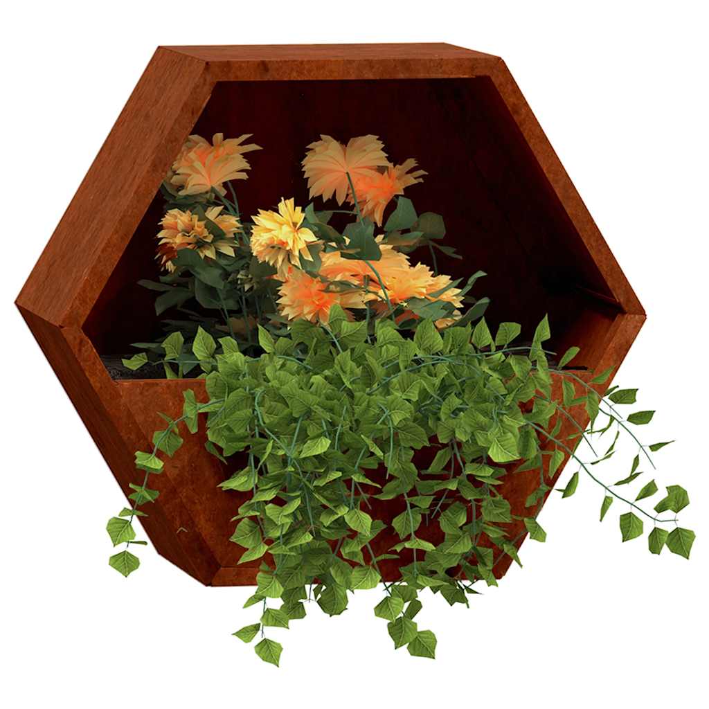 Fioriere da Parete 2 pz Ruggine in Acciaio Corten 46x10x40 cm