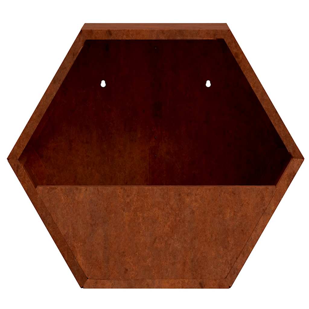 Fioriere da Parete 2 pz Ruggine in Acciaio Corten 46x10x40 cm
