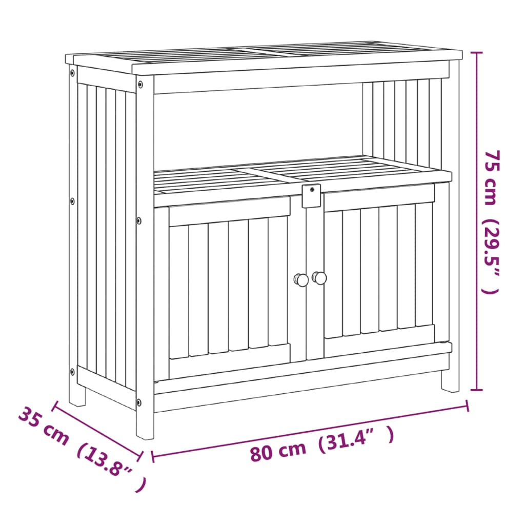 Tavolo Consolle da Giardino 80x35x75 cm Legno Massello Acacia