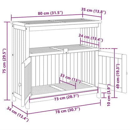 Tavolo Consolle da Giardino 80x35x75 cm Legno Massello Acacia