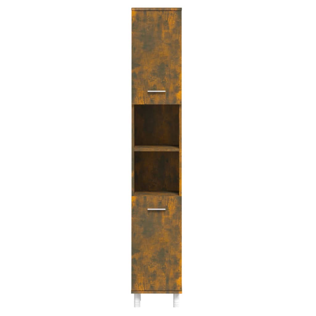 Armadietto Bagno Rovere Fumo 30x30x179 cm in Legno Multistrato