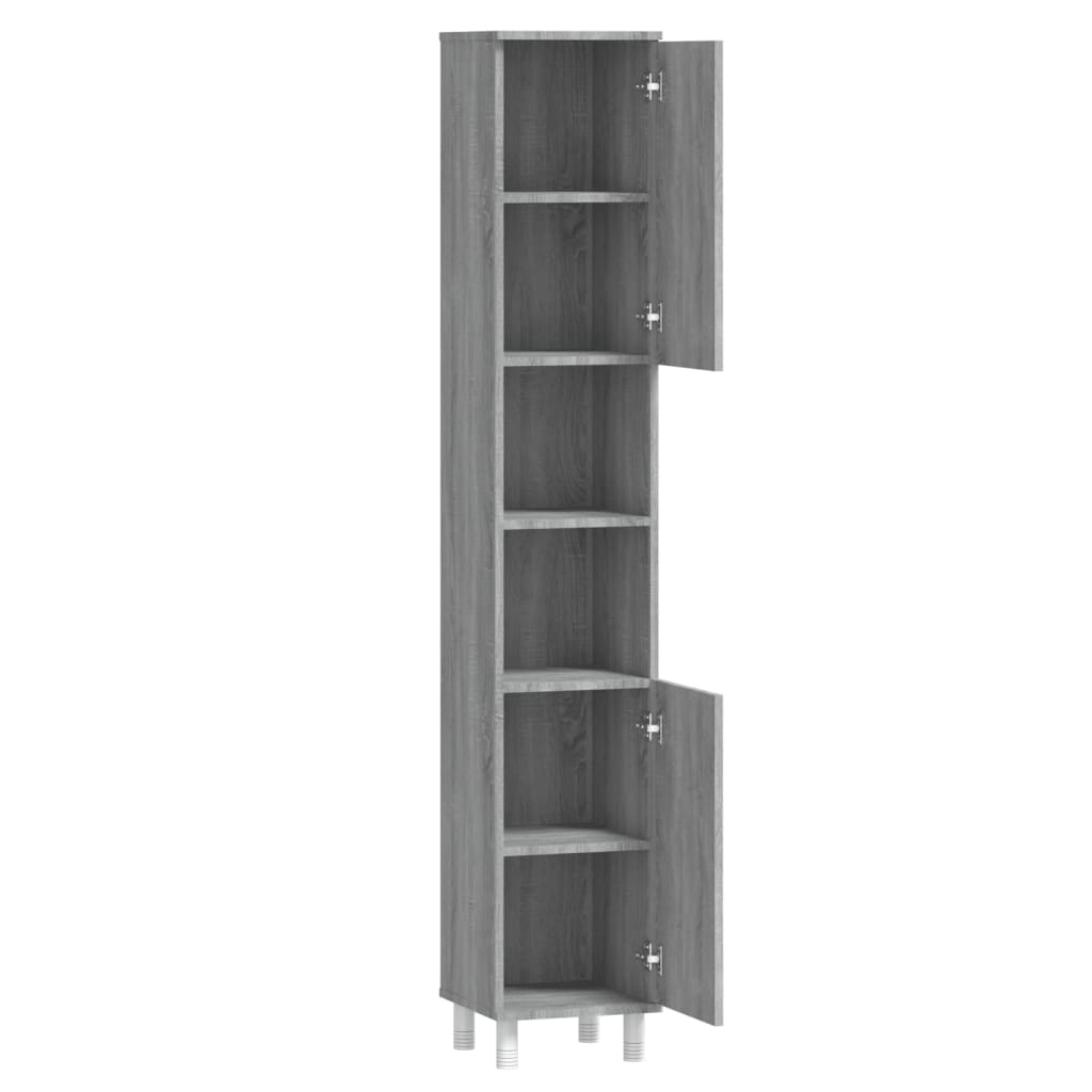 Armadietto Bagno Grigio Sonoma 30x30x179cm in Legno Multistrato | homemem39