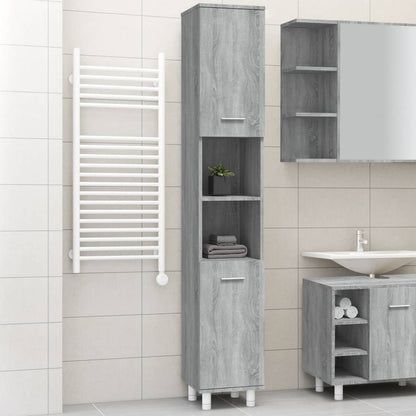 Armadietto Bagno Grigio Sonoma 30x30x179cm in Legno Multistrato | homemem39