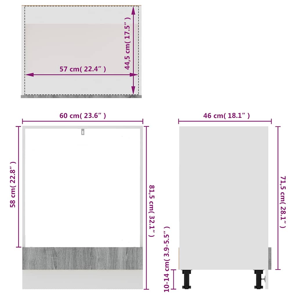 Mobile da Forno “Riga” Grigio Sonoma 60x46x81,5 cm