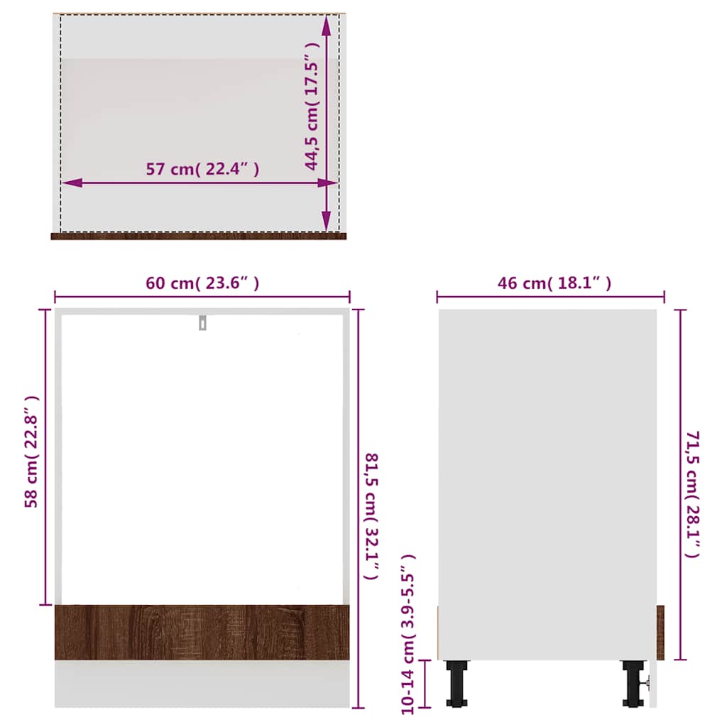 Mobile da Forno “Riga” Rovere Marrone 60x46x81,5 cm