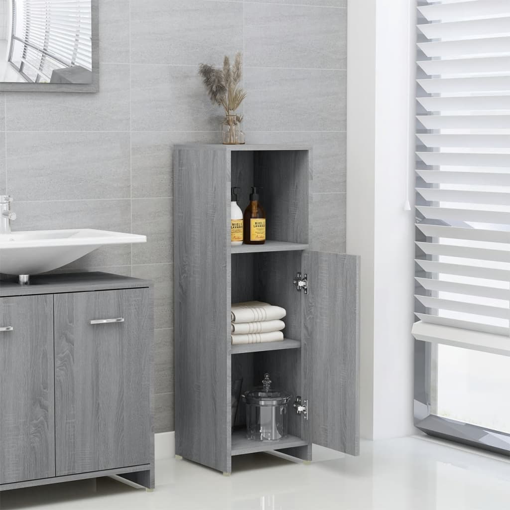 Armadietto Bagno Grigio Sonoma 30x30x95 cm in Legno Multistrato | homemem39
