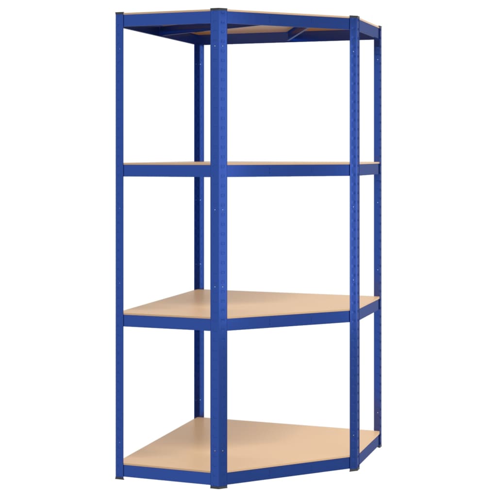 Scaffali a 4 Ripiani 2 pz Blu in Acciaio e Legno Multistrato - homemem39