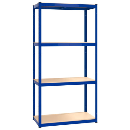 Scaffali a 4 Ripiani 3 pz Blu in Acciaio e Legno Multistrato | homemem39