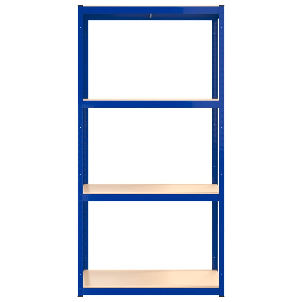Scaffali a 4 Ripiani 3 pz Blu in Acciaio e Legno Multistrato | homemem39