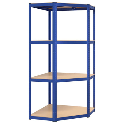 Scaffali a 4 Ripiani 3 pz Blu in Acciaio e Legno Multistrato | homemem39