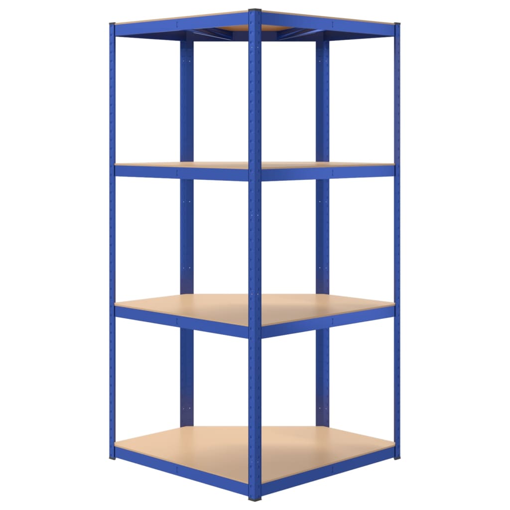 Scaffali a 4 Ripiani 3 pz Blu in Acciaio e Legno Multistrato | homemem39