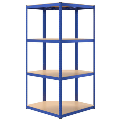 Scaffali a 4 Ripiani 3 pz Blu in Acciaio e Legno Multistrato | homemem39
