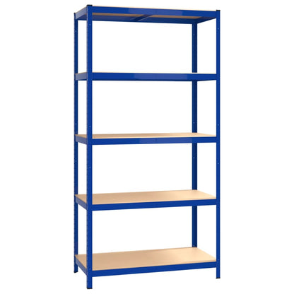 Scaffali a 5 Ripiani 4 pz Blu in Acciaio e Legno Multistrato - homemem39